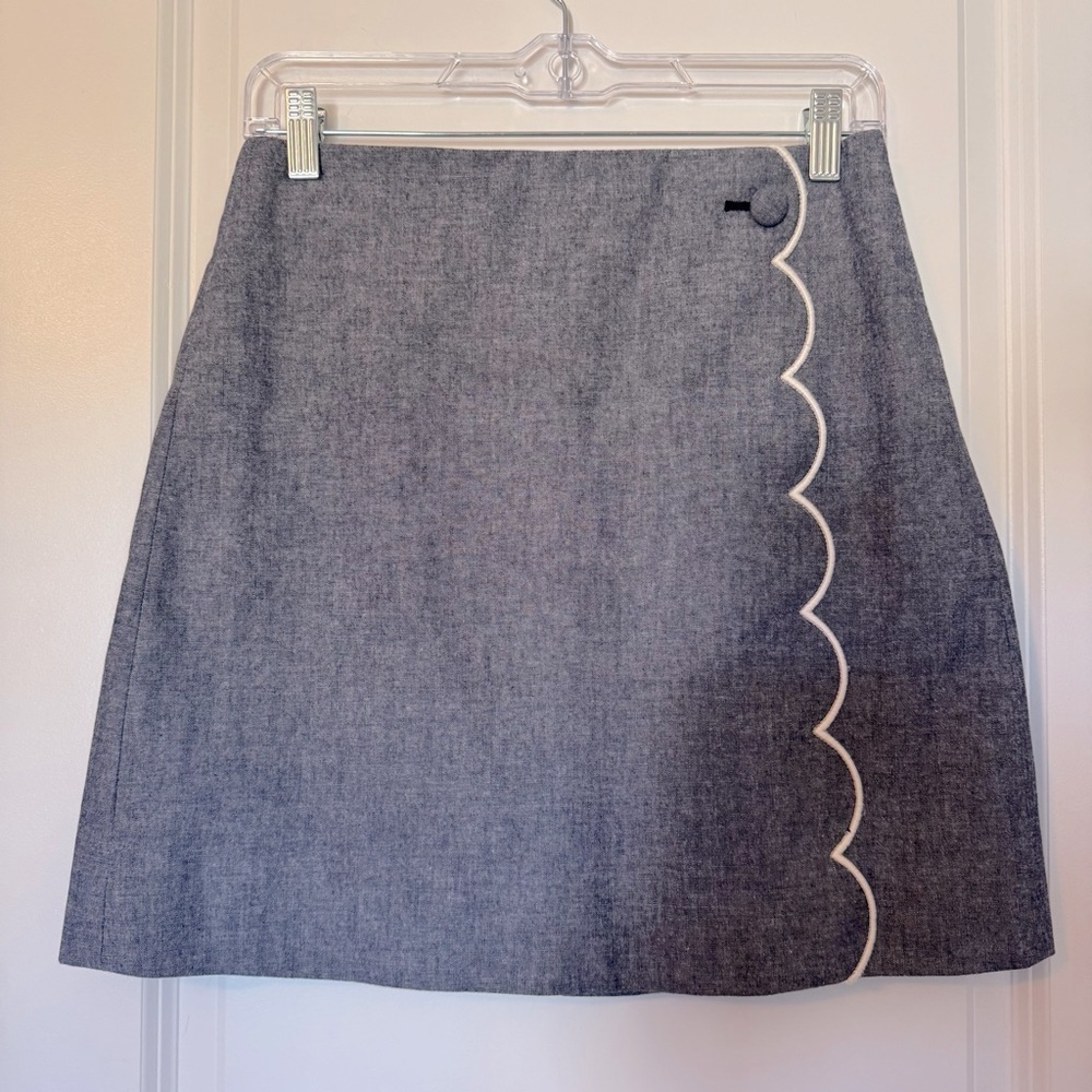 J. Crew Scalloped Chambray A-Line Size 2 Mini Skirt